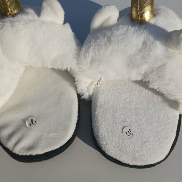 Chasing Unicorns Size S 13/1 White Kids Sleep Wear Slippers - Picture 4 of 9